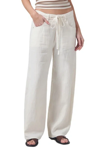 Citizens Of Humanity Brynn Linen Drawstring Trousers In White