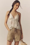 Citizen Of Humanity Citizens Of Humanity Brynn Drawstring Waist Wide Leg Linen Shorts In Brown