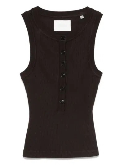 Citizen Of Humanity Button-front Ribbed Top In Brown