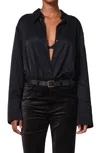 Citizen Of Humanity Camilia Button Front Shirt In Black In Black