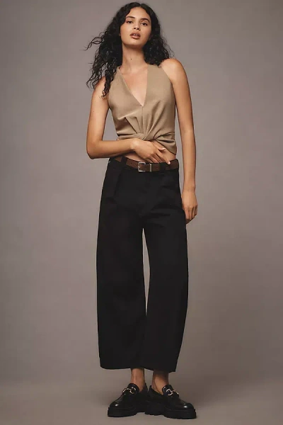 Citizens Of Humanity Cara Cropped Pleated Trousers Pants In Black