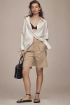 Citizen Of Humanity Cara Pleated Bermuda Shorts In Beige