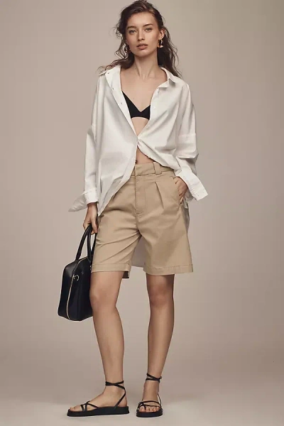 Citizens Of Humanity Cara Pleated Bermuda Shorts In Beige