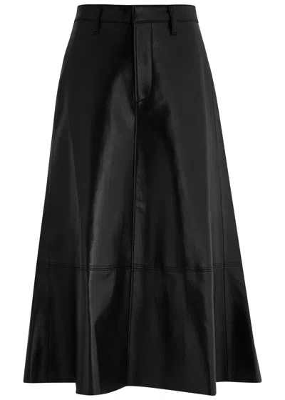 Citizens Of Humanity Cassia Panelled Leather Midi Skirt In Black