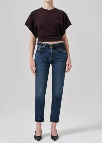 Citizen Of Humanity Charlotte High Rise Cropped Straight Jean In Pedestal In Multi