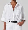 Citizen Of Humanity Citizens Of Humanity Claire Origami Three Quarter Sleeve Cotton Button-up Shirt In White