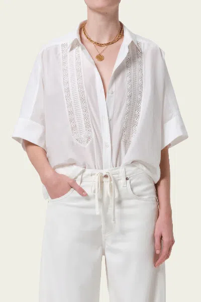 Citizens Of Humanity Claire Shirt With Lace Inset In White
