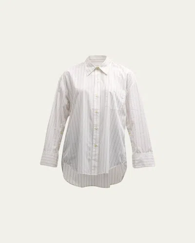 Citizen Of Humanity Cocoon Oversized Stripe Button-front Shirt In Bitter Chocolate Stripe