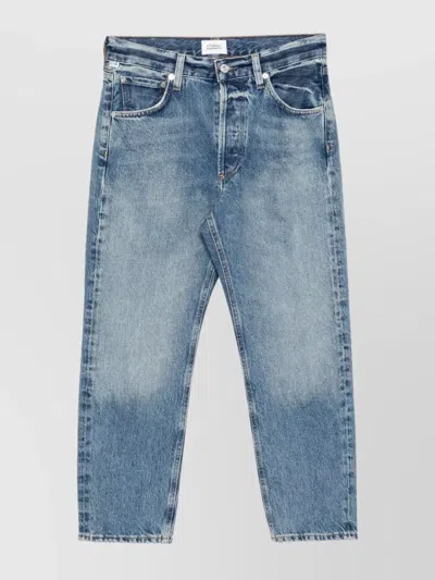CITIZEN OF HUMANITY CROPPED FADED BOYFRIEND JEANS WITH BELT LOOPS