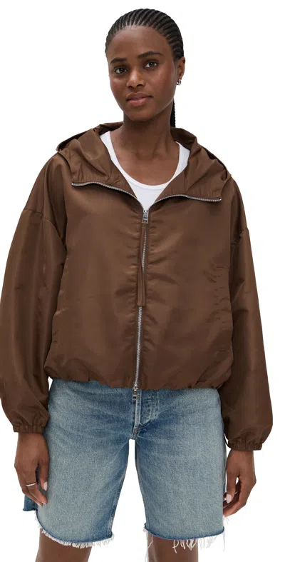 Citizens Of Humanity Cropped Nylon Windbreaker Brown In Burgundy