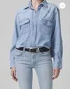 CITIZENS OF HUMANITY CROPPED WESTERN SHIRT IN PHAROS