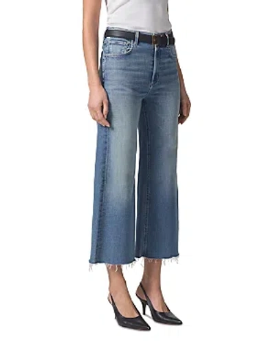 Citizens Of Humanity Cropped Wide Leg Jeans In Blue In Abliss Medium Indigo