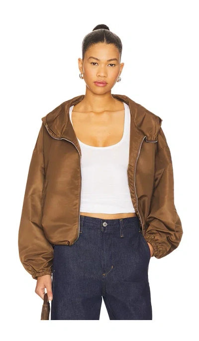 Citizen Of Humanity Cropped Windbreaker In Brown