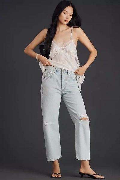 Citizens Of Humanity Dahlia Bow-leg Baby Roll High-rise Relaxed Jeans In Blue