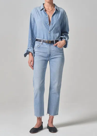 Citizen Of Humanity Daphne Crop High Rise Stovepipe In Mirage In Blue