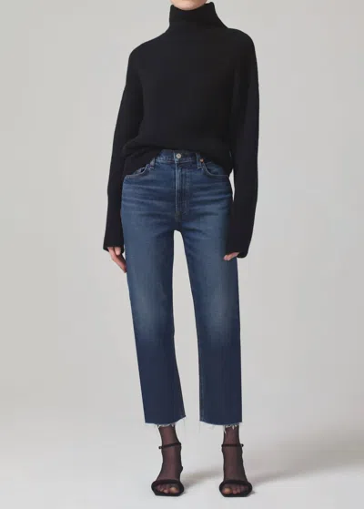 Citizens Of Humanity Daphne Crop High Rise Stovepipe Jeans In Everdeen In Multi