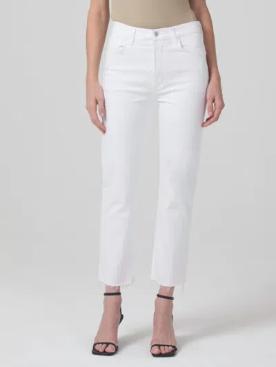Citizens Of Humanity Daphne Crop High Rise Stovepipe Jeans In Lucent In White