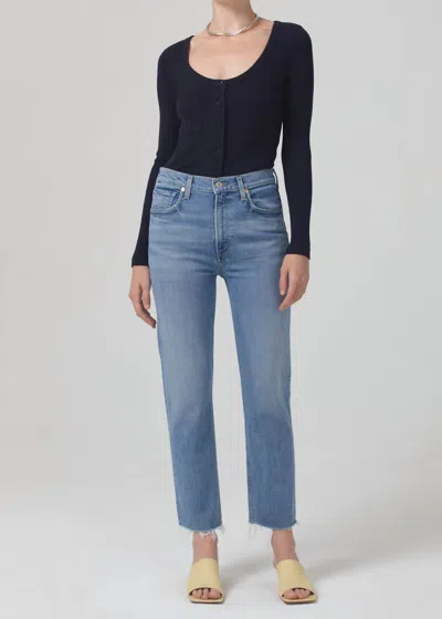 Citizens Of Humanity Daphne Crop High Rise Stovepipe Jeans In Pegasus In Blue