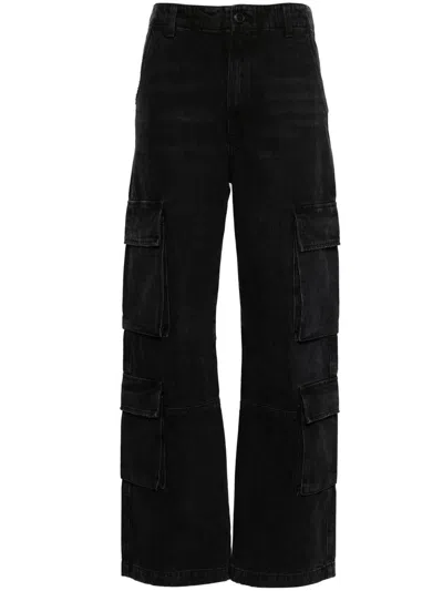 Citizen Of Humanity Straight-leg Cargo Trousers Distressed Effect In Black