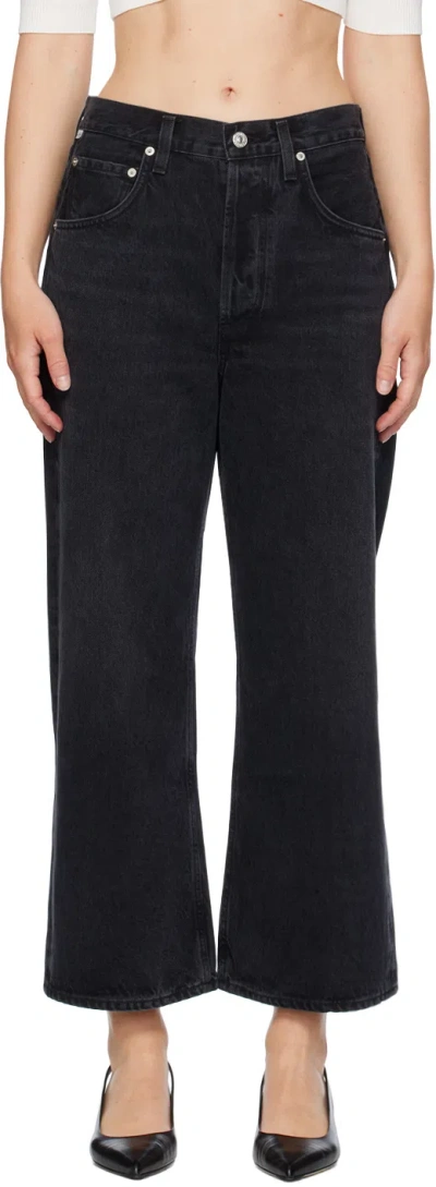 Citizens Of Humanity Black Gaucho Vintage Wide Leg Jeans In Stonington