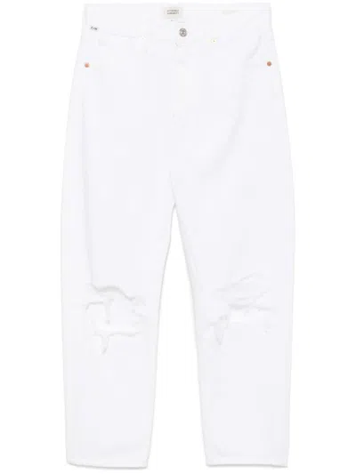Citizen Of Humanity Distressed Straight-leg Jeans In White
