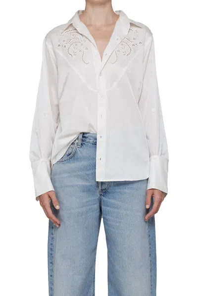 Citizens Of Humanity Dree Embroidered Shirt In Optic White