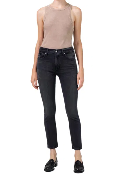 Citizens Of Humanity Ella Mid Rise Crop Jeans In Film Noir In Black
