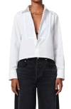 Citizen Of Humanity Citizens Of Humanity Fino Boxy Crop Cotton Tuxedo Shirt In White