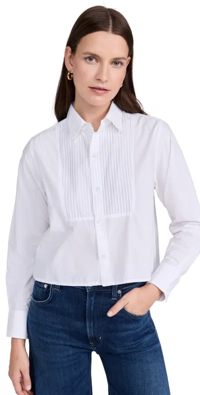 Citizen Of Humanity Fino Boxy Cropped Tuxedo Button Down Top White