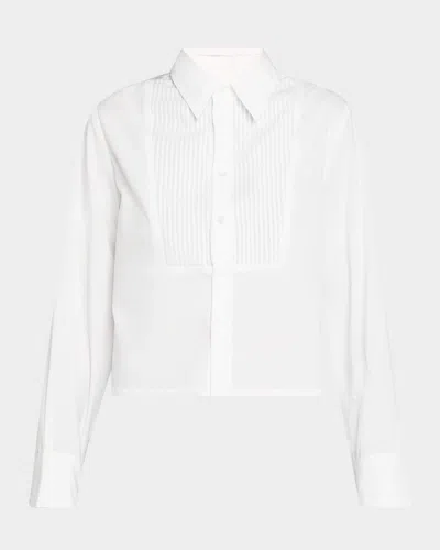 Citizens Of Humanity Fino Boxy Crop Cotton Tuxedo Shirt In White