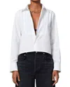 Citizen Of Humanity Citizens Of Humanity Fino Boxy Crop Cotton Tuxedo Shirt In White