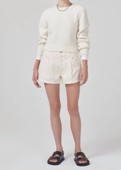 Citizen Of Humanity Franca Pleated Baggy Short In Beige
