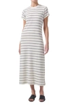 Citizen Of Humanity Goldie Stripe Rib Maxi T-shirt Dress In Campanula Stripe