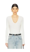 Citizen Of Humanity Helsa Deep V Bodysuit In Ivory