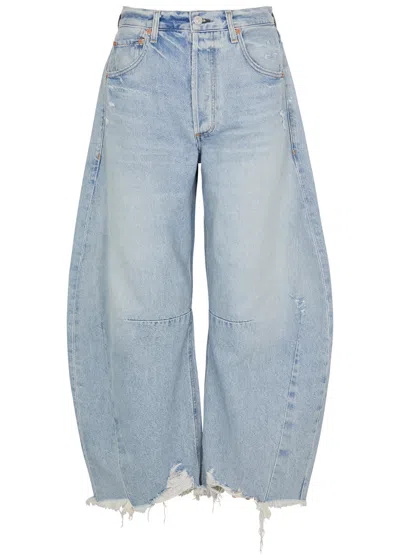 Citizens Of Humanity Horseshoe Distressed Barrel-leg Jeans In Blue