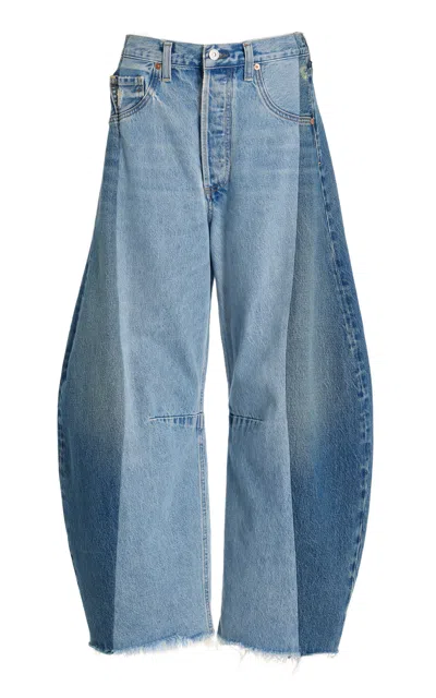 Citizens Of Humanity Horseshoe Paneled Rigid High-rise Wide-leg Jeans In Blue