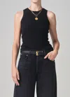 Citizen Of Humanity Isabel Ribbed Tank Top In Black In Black