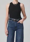 Citizen Of Humanity Akira Ribbed Stretch Tank Top In Black In Black