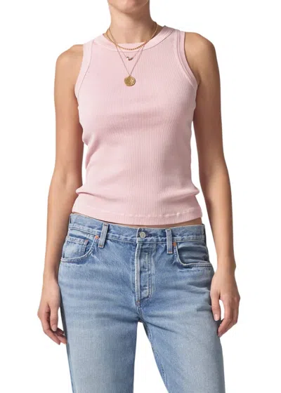 CITIZEN OF HUMANITY ISABEL RIBBED TANK TOP IN ROSELLE