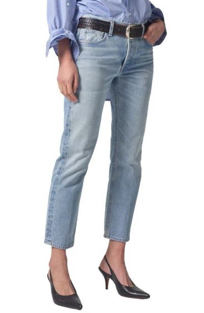 Citizens Of Humanity Isla High Waist Organic Cotton Ankle Straight Leg Jeans In Spector