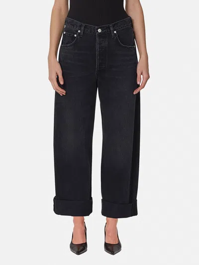 Citizens Of Humanity Ayla High Rise Baggy Cuffed Jeans In Schwarz