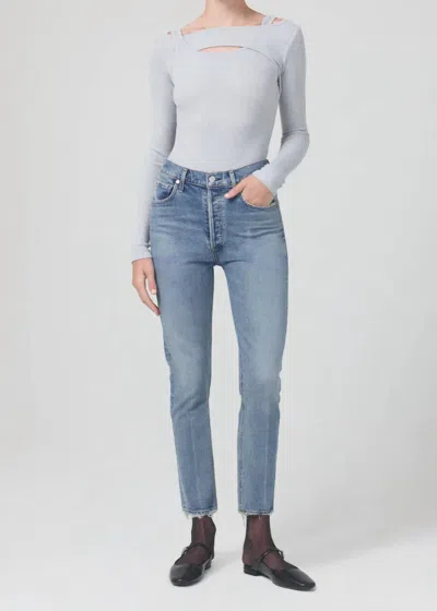 Citizens Of Humanity Jolene High Rise Straight Jeans In Dimple In Blue