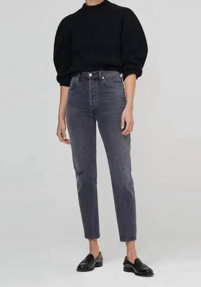 Citizen Of Humanity Ella Mid Rise Slim Crop Jean In Organic Film Noir In Multi