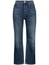 Citizen Of Humanity Jolene Stonewashed Cropped Jeans In Blue