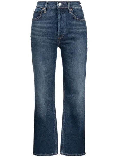 Citizens Of Humanity Jolene Stonewashed Cropped Jeans In Blue