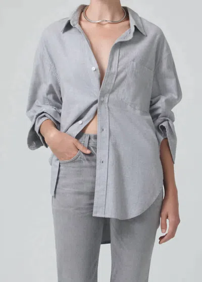 Citizens Of Humanity Kayla Button Down Shirt In Whisper Grey (light Grey) In Multi