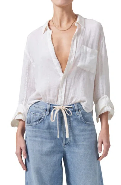 Citizens Of Humanity Kayla Button-up Linen Shirt In Vanilla