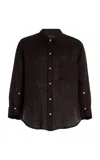 Citizens Of Humanity Kayla Shrunken Linen Shirt In Brown