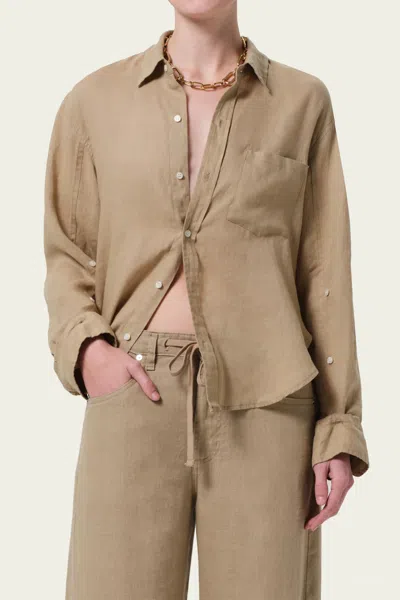 Citizens Of Humanity Kayla Shrunken Linen Shirt In Gobi