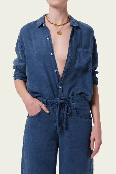 Citizens Of Humanity Kayla Shrunken Shirt In Dark Indigo Stone